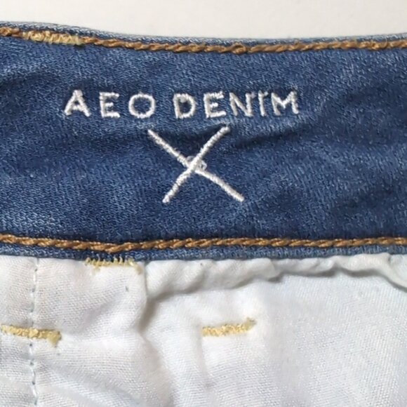 3/$20 AEO Hi Rise Shortie Denim Shorts High Waisted Stretch Raw Hem Cut Off Jean - Picture 10 of 12
